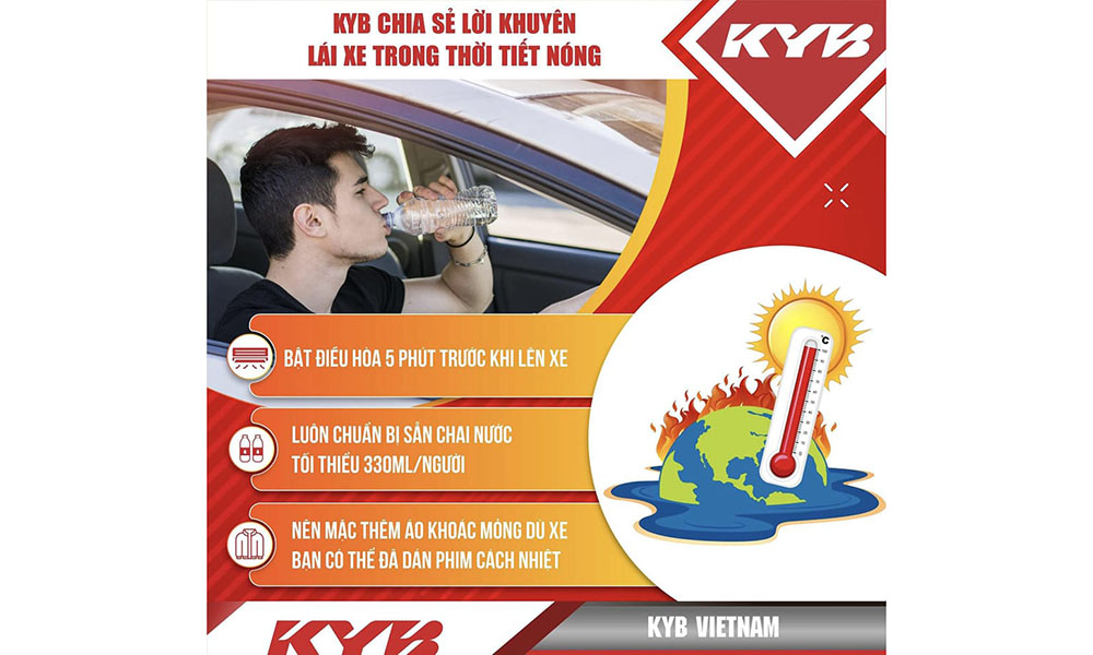 KYB CHIA SẺ LỜI KHUYÊN LÁI XE TRONG THỜI TIẾT NÓNG